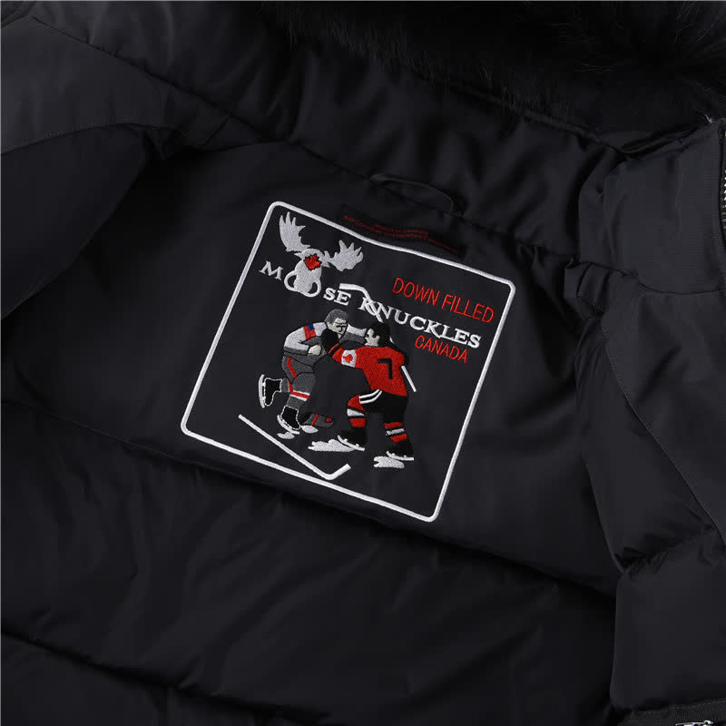 Moose Knuckles Fur-Trimmed Down Bomber Jacket